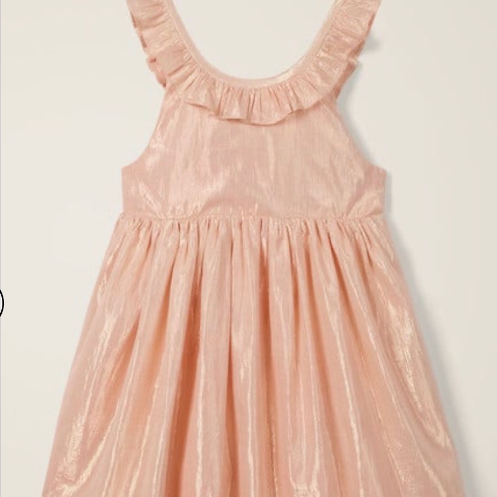 Boden Ruffle Scoop Neck Shimmer Dress Mermaid Pink - Picture 1 of 3